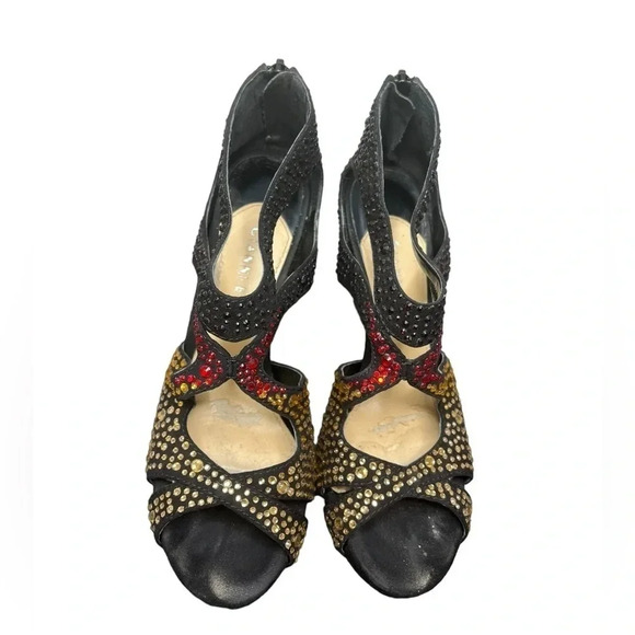 Gianni Bini gemstone red yellow black caged heels pumps size 7 - Picture 2 of 6